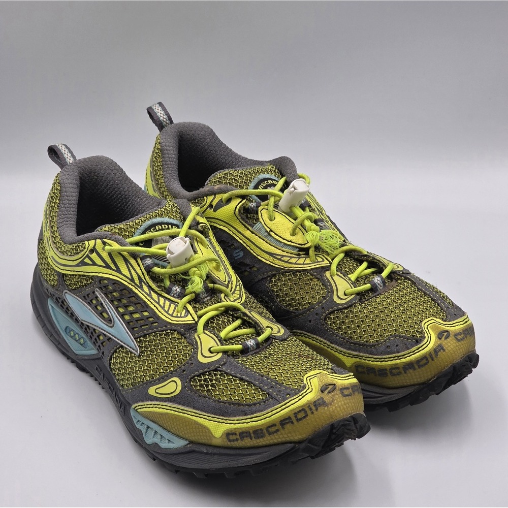 Brooks Womens Cascadia 6 Trail Running Shoes Size 9.5 Gray Lime 1200851B718